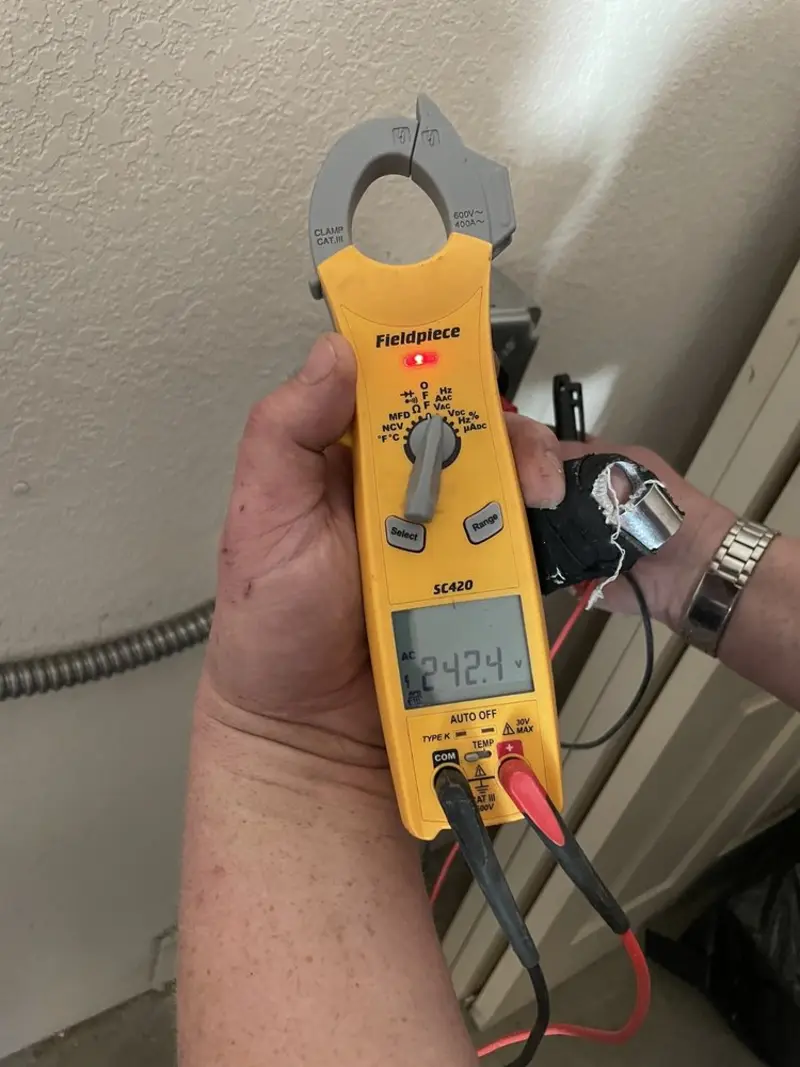 Voltage testing with clamp meter during Generator Installation in Old Saybrook